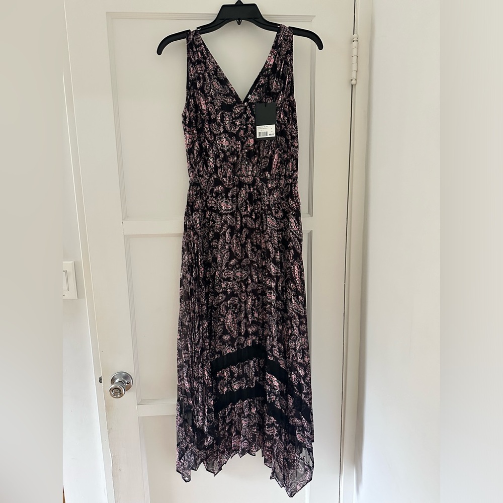 The Kooples Women’s Black and Pink Paisley long dress